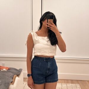 Zara White Tie-Shoulder Crop Top